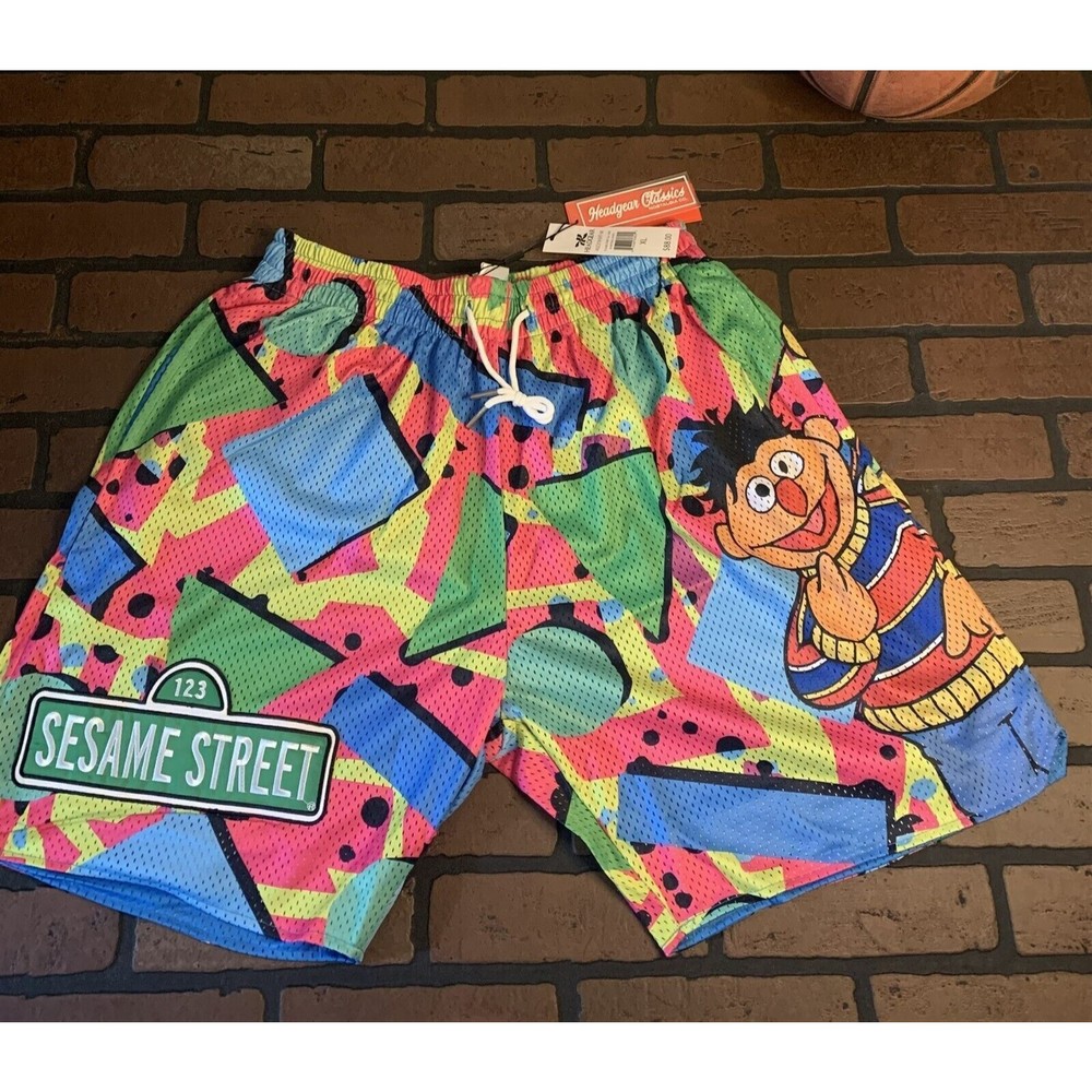 SESAME STREET ALL OVER Headgear‎ Classics Basketball Shorts ~Never Worn~ XL